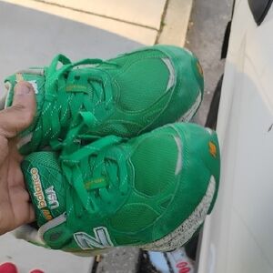 New Balance Green Sneakers with Reflective Accents